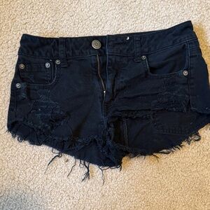 American Eagle Black Distressed Women Shorts
